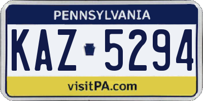 PA license plate KAZ5294