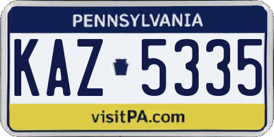PA license plate KAZ5335