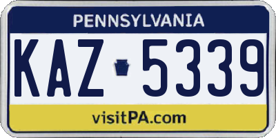 PA license plate KAZ5339