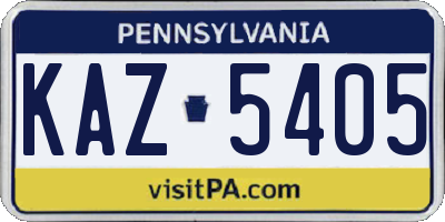 PA license plate KAZ5405