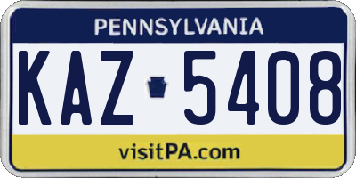 PA license plate KAZ5408
