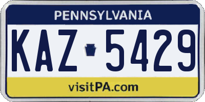 PA license plate KAZ5429