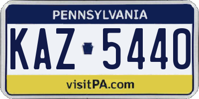 PA license plate KAZ5440