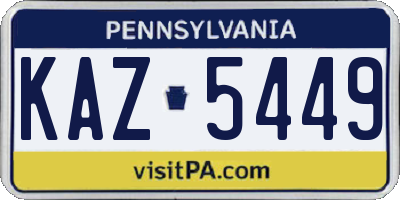 PA license plate KAZ5449