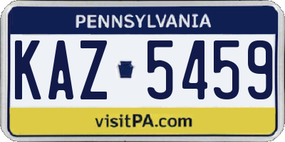 PA license plate KAZ5459