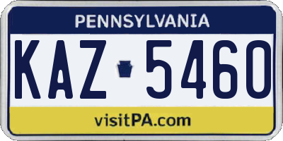 PA license plate KAZ5460
