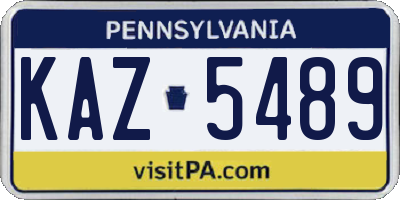 PA license plate KAZ5489