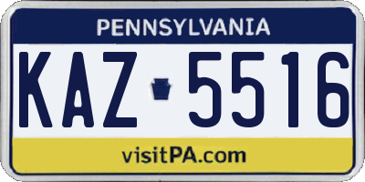 PA license plate KAZ5516