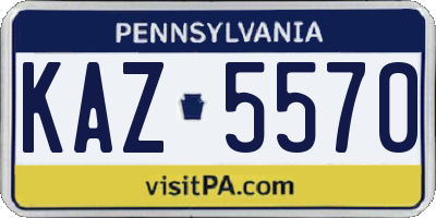 PA license plate KAZ5570