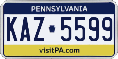 PA license plate KAZ5599