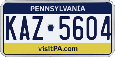 PA license plate KAZ5604