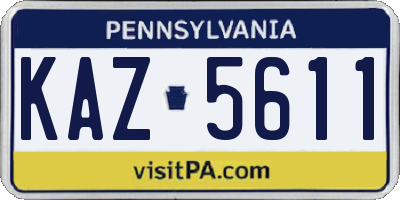 PA license plate KAZ5611