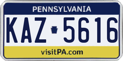 PA license plate KAZ5616