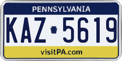 PA license plate KAZ5619