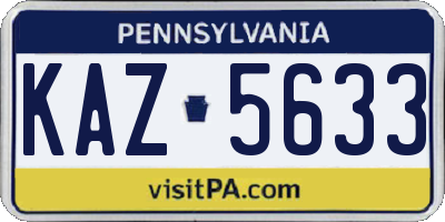 PA license plate KAZ5633