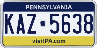 PA license plate KAZ5638