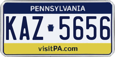 PA license plate KAZ5656
