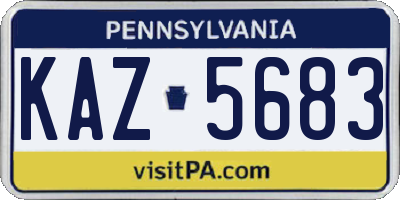 PA license plate KAZ5683
