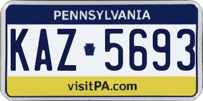 PA license plate KAZ5693
