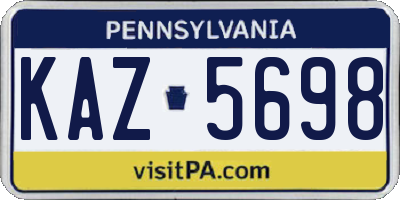 PA license plate KAZ5698