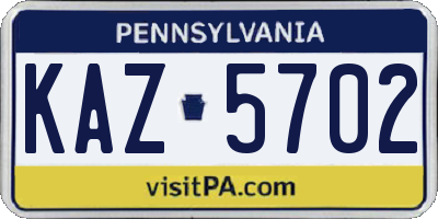 PA license plate KAZ5702