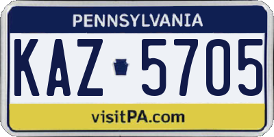 PA license plate KAZ5705