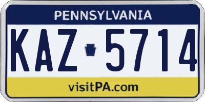 PA license plate KAZ5714