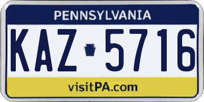 PA license plate KAZ5716