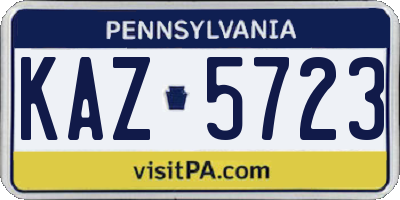 PA license plate KAZ5723