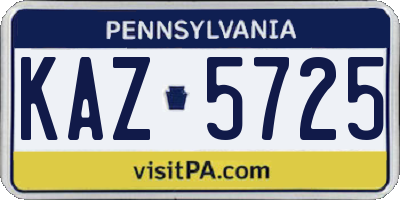 PA license plate KAZ5725