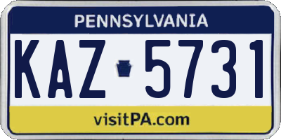 PA license plate KAZ5731