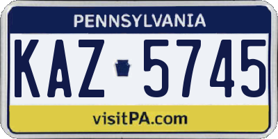 PA license plate KAZ5745