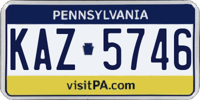PA license plate KAZ5746