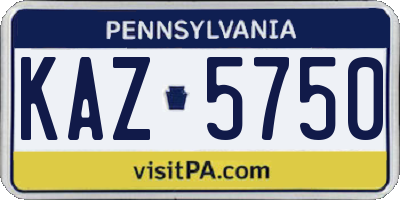 PA license plate KAZ5750