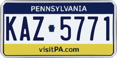 PA license plate KAZ5771