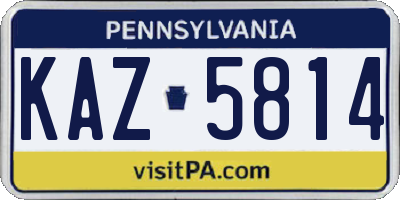 PA license plate KAZ5814