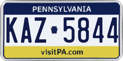 PA license plate KAZ5844