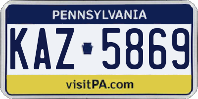 PA license plate KAZ5869
