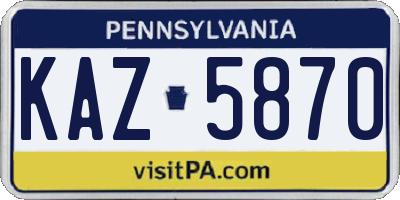 PA license plate KAZ5870