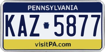 PA license plate KAZ5877