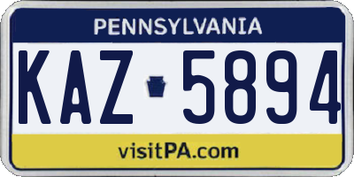 PA license plate KAZ5894