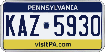 PA license plate KAZ5930