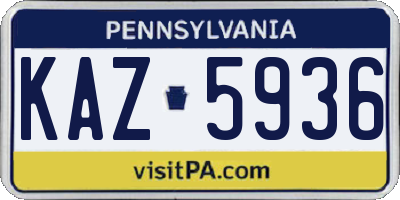 PA license plate KAZ5936