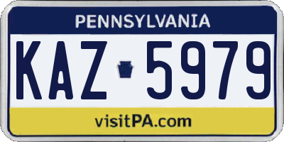 PA license plate KAZ5979