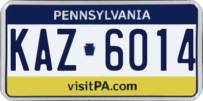 PA license plate KAZ6014