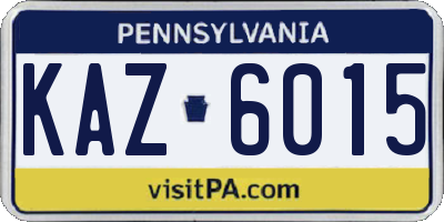 PA license plate KAZ6015