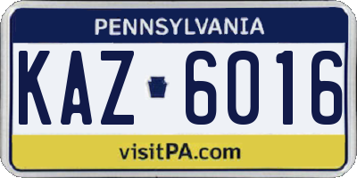 PA license plate KAZ6016