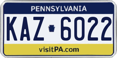 PA license plate KAZ6022