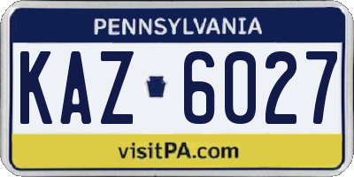 PA license plate KAZ6027
