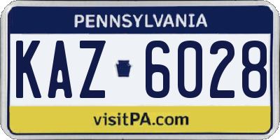 PA license plate KAZ6028